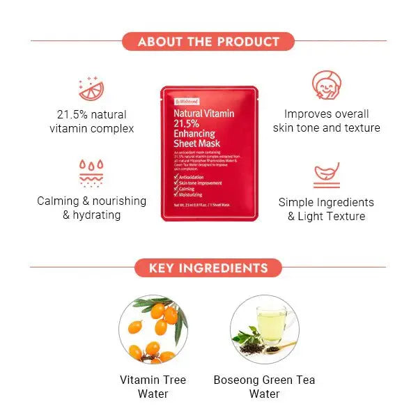 BY WISHTREND | Natural Vitamin 21.5 Enhancing Sheet Mask - PurMii