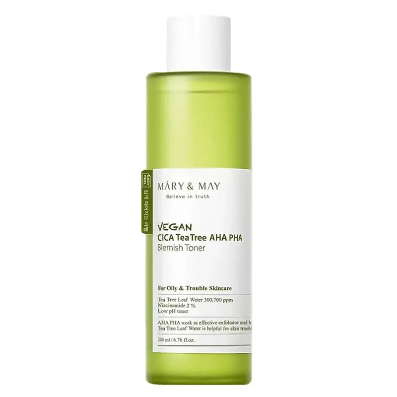 MARY & MAY | Vegan CICA Tea Tree AHA PHA Toner - 200ml - PurMii